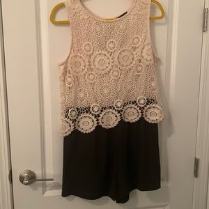 Cute crochet top with attached black shorts
